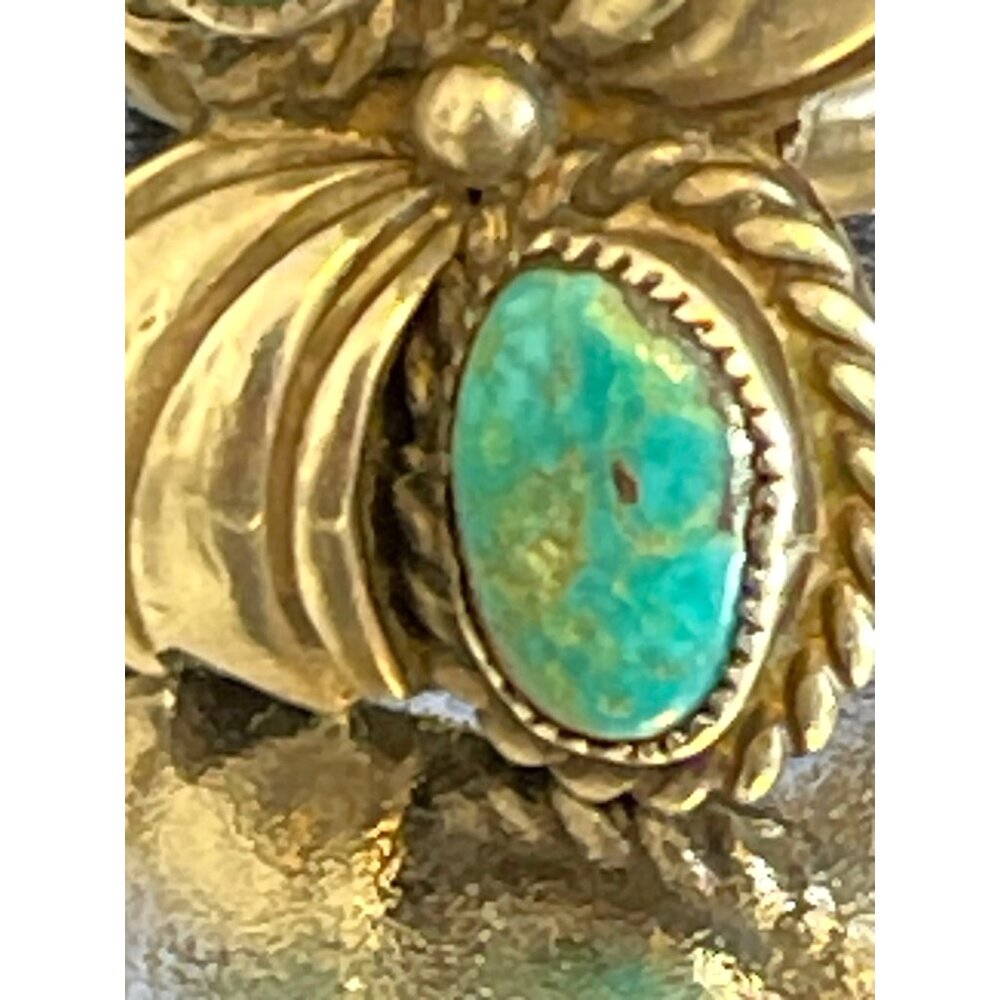 Sterling Silver Turquoise Native American Navajo Ring Size 6.75 Signed ES 8g VTG - Picture 13 of 15